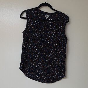 Anne Klein Black Sleeveless Camisole with Multicolor Polka Dots